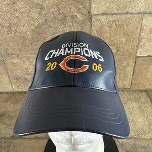 Chicago Bears NFL Cap Hat 2006 Division Champions Blue PVC Vinyl Adjustable D4A